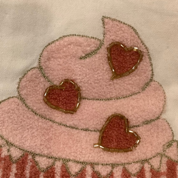 Pink Beaded Cupcake Kitchen Towels Set of Two NWT Cotton 20x28” Valentine - Picture 3 of 16